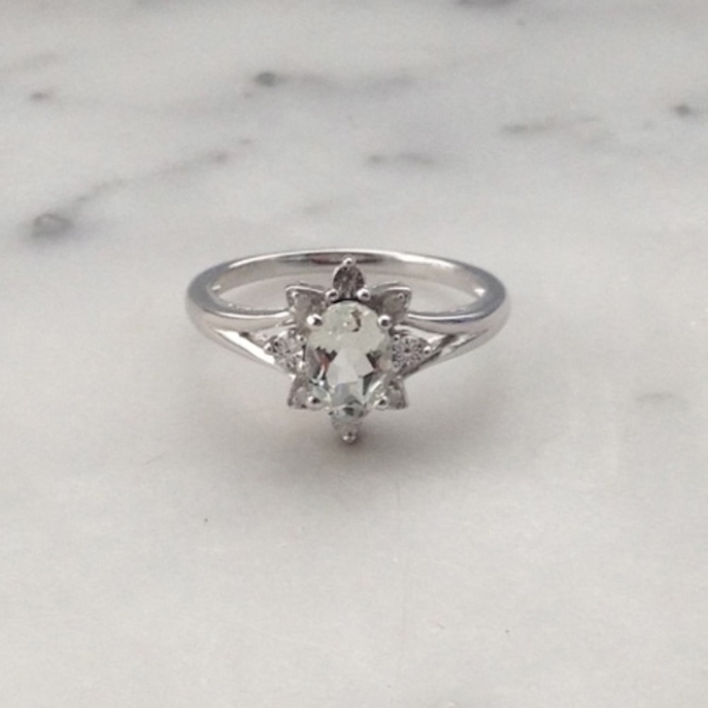 Genuine Diamond Green Amethyst Ring